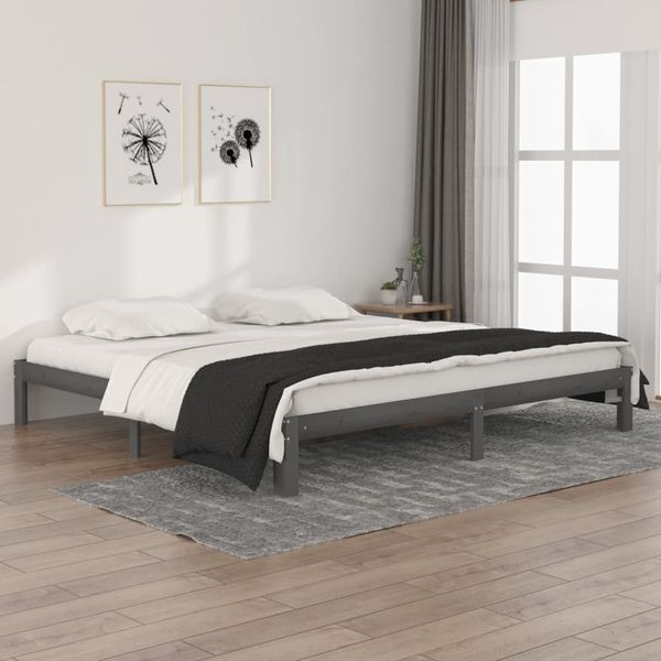 vidaXL Posteľný rám sivý masívna borovica 200x200 cm