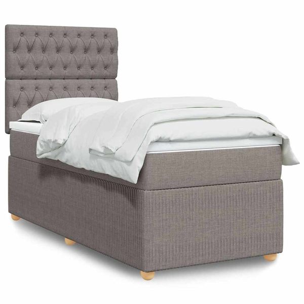 vidaXL Posteľný rám boxsping s matracom sivohnedý 80x200 cm látka