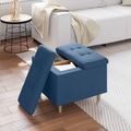 vidaXL Ottoman s Úložným Priestorom Modrá 60 x 60 x 45 cm látka