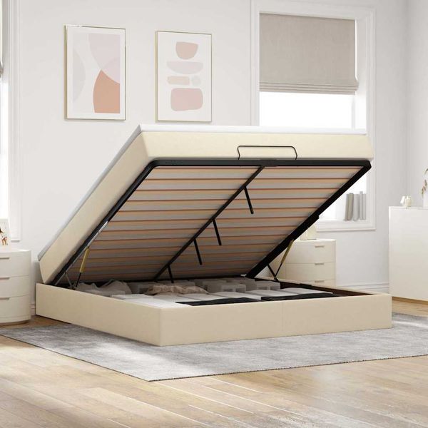 VidaXL Osmanská posteľ s krémovým matracom 180x200cm Látka