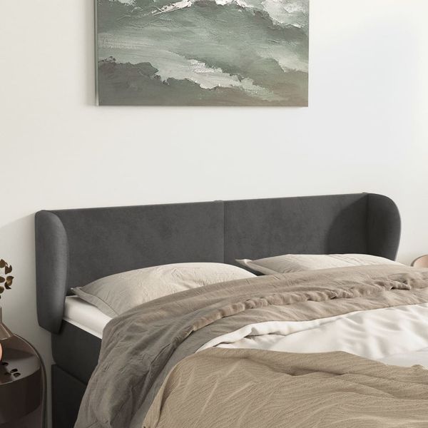 vidaXL Čelo postele so záhybmi tmavosivé 147x23x78/88 cm zamat