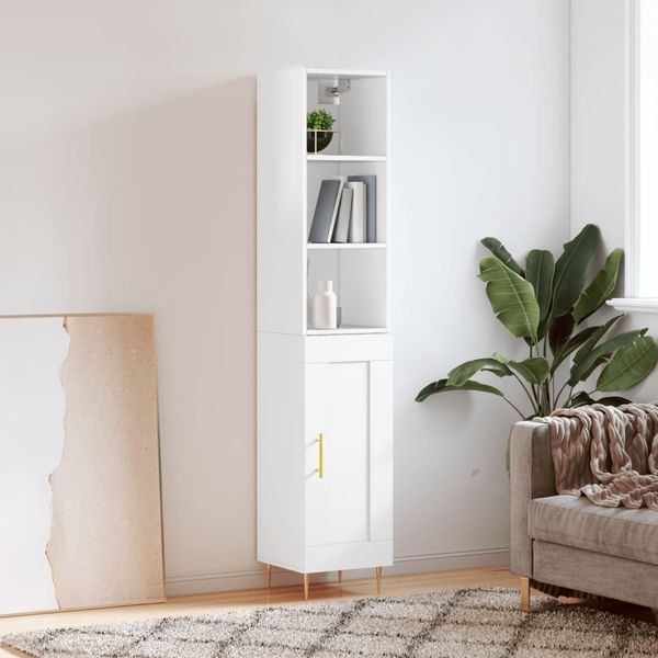 vidaXL Vysoká skrinka biela 34,5x34x180 cm spracované drevo
