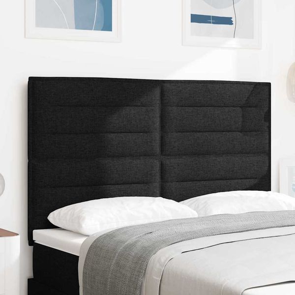 vidaXL LED hlavová doska s LED pásikmi Čierny 144 cm látka