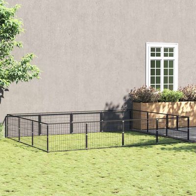 vidaXL Koterec pre psy čierny 12 m² oceľ