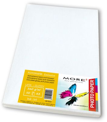 Fotopapier lesklý biely kompatibilný s A3, 260g/m2kompatibilný s ink. tlač, 50ks