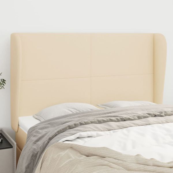 vidaXL Čelo postele so záhybmi krémový 147x23x118/128 cm látka
