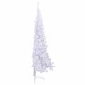 vidaXL Umelý vianočný stromček s 300 LED-i Biela 210 cm PVC a oceľ