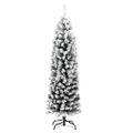 vidaXL Úzky umelý vianočný stromček, zasnežený, zelený 150 cm, PVC