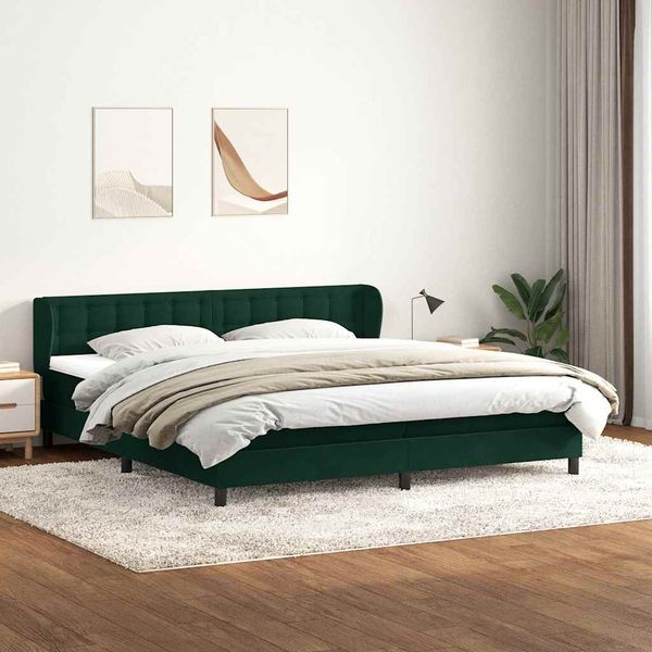 vidaXL Box Spring Posteľ s matracmi Tmavo zelená 200x210 cm Zamat