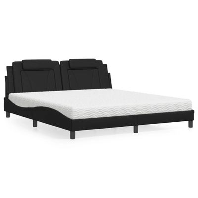 vidaXL Posteľ Viana s matracom čierna 180x200 cm umelá koža