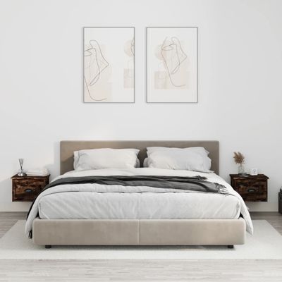 vidaXL Nástenné nočné stolíky 2 ks dymový dub 41,5x36x28cm