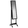 vidaXL Voľne stojace zrkadlo s LED, čierne 34x37x146 cm