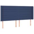 vidaXL Čelo postele s LED modré 183x16x118/128 cm látka