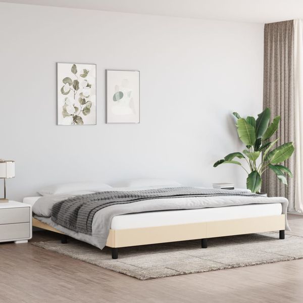 vidaXL Posteľ bez matraca krémová 200x200 cm látka