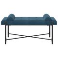vidaXL Lavica s gombíkmi a vankúšmi Modrá 110 x 40 x 46 cm Zamat