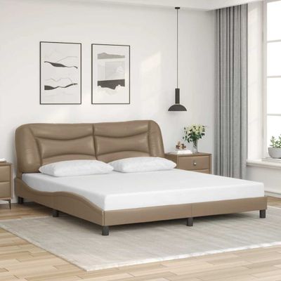 vidaXL Rám postele bez matraca Hvar kapučínový 180x200 cm umelá koža