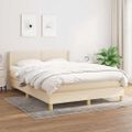 vidaXL Boxspring posteľ s matracom krémový 140x190 cm látka