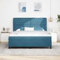vidaXL Posteľ s pružinovým rámom Tmavomodrá 200 x 180 cm Zamat
