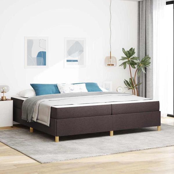 vidaXL Rám postele s matracmi Tmavohnedá 200 x 200 cm látka