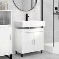 vidaXL Kozmetický stolík do kúpeľne Biela s vysokým leskom