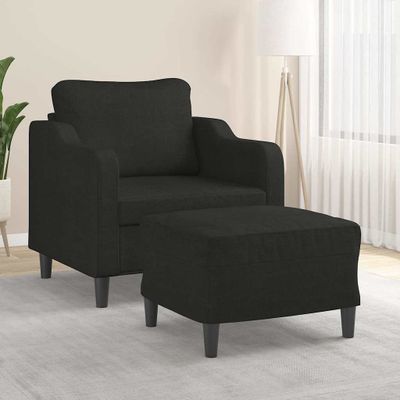 vidaXL Kreslo s podnožkou čierne 60 cm látkové