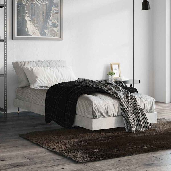 vidaXL Posteľný rám betónový sivý 75x190 cm kompozitné drevo