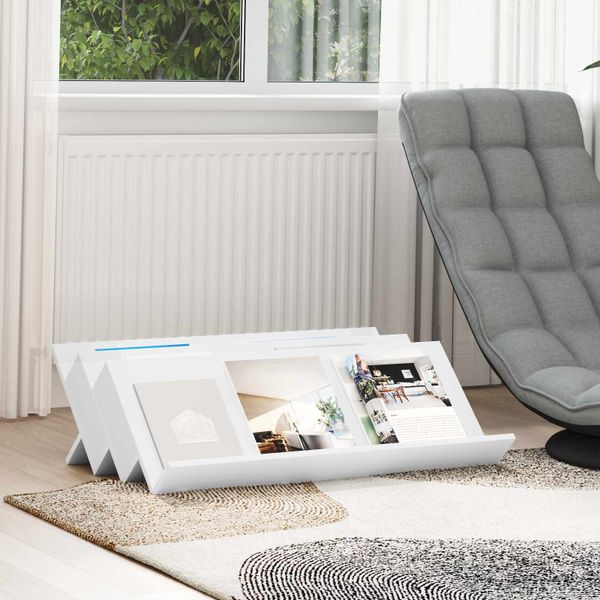 vidaXL Regál na časopisy Biela 90 x 53 x 28,5 cm Kompozitné drevo
