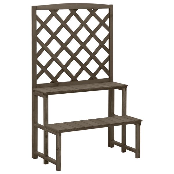 vidaXL Podstavec na kvetináč s mriežkou sivý 70x42x115 cm jedľový masív