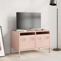 vidaXL TV skrinka ružová 68x39x43,5 cm oceľ valcovaná za studena