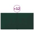 vidaXL Nástenné panely 12 ks tmavozelené 30x15 cm látkové 0,54 m²