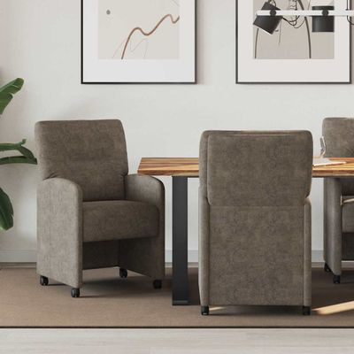 vidaXL Jedálenské stoličky na kolieskach s kolesami 2 pcs Tmavo šedá