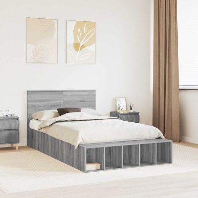 vidaXL Rám postele Sivý Sonoma 120 x 190 cm Kompozitné drevo