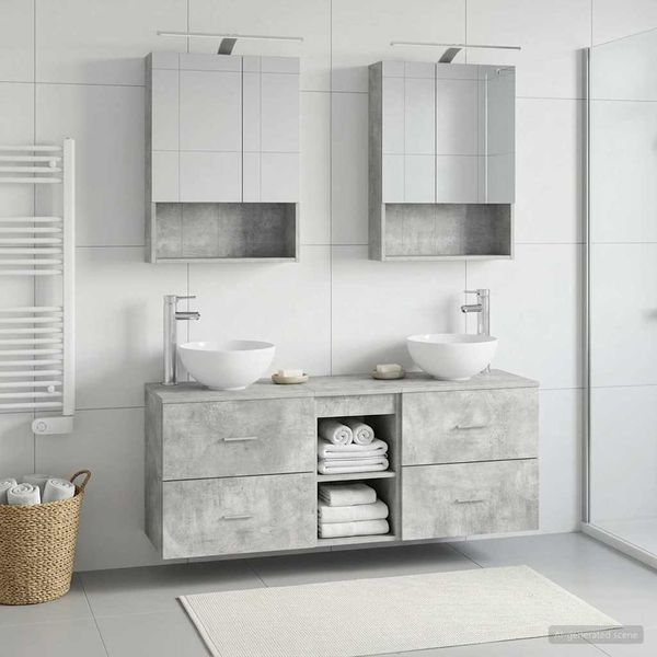 vidaXL Set kabinetov do kúpeľne 5 pcs Betónovo sivá 50 x 14,5 x 70 cm