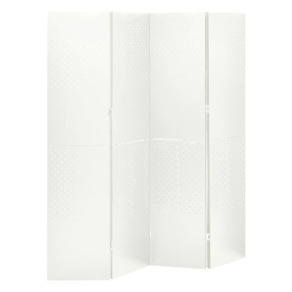 vidaXL Paraván so 4 panelmi, biela 160x180 cm oceľ