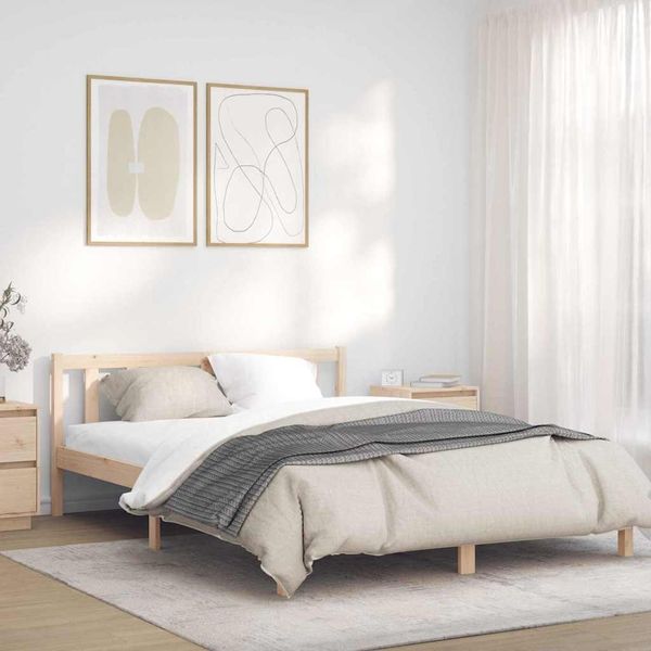 vidaXL Rám postele Prírodná 152 x 203 cm Masívne borovicové drevo