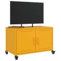 vidaXL TV skrinka horčicovožltá 68x39x43,5 cm oceľ