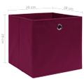 vidaXL Úložné boxy 4 ks, netkaná textília 28x28x28 cm, tmavočervené