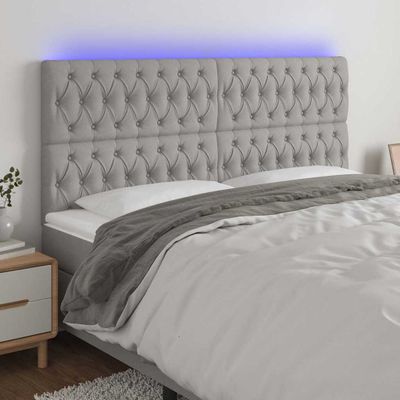 vidaXL Čelo postele s LED bledosivé 180x7x118/128 cm látka