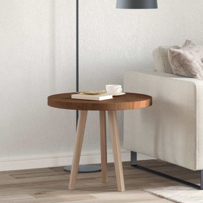 vidaXL Vrchná doska Tmavohnedá Ø 60 x 4 cm Masívne dubové drevo