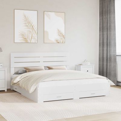 vidaXL Rám postele so zásuvkou Biela 180 x 200 cm Kompozitné drevo