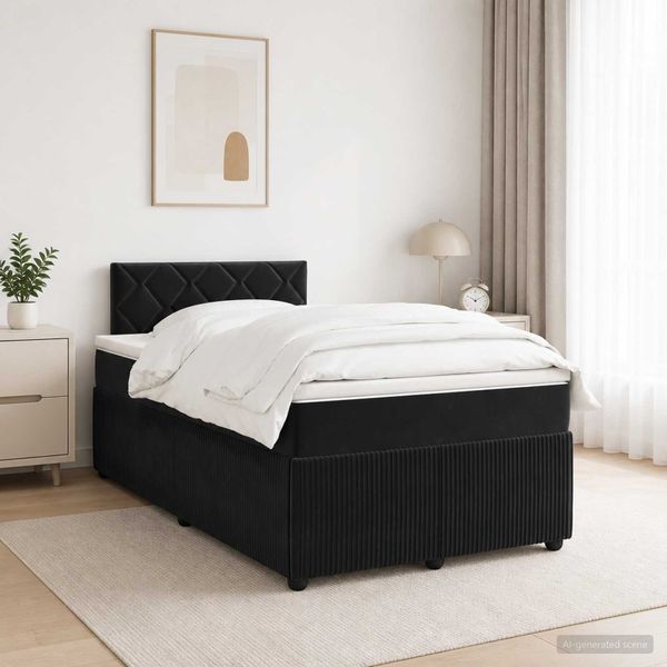 vidaXL Posteľ boxspring s matracom Čierna 120 x 200 cm Zamat