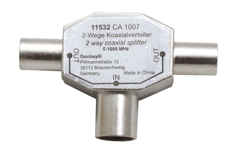 Anténny rozbočovač, IEC169-2, 1x F -> 2x M, kovový
