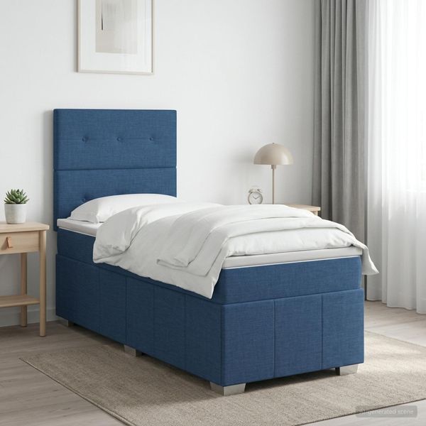 vidaXL LED boxspring posteľ s matracom Modrá 80 x 200 cm Látka