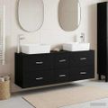 vidaXL Set kabinetov do kúpeľne 3 ks Čierna 53 x 34,5 x 63 cm
