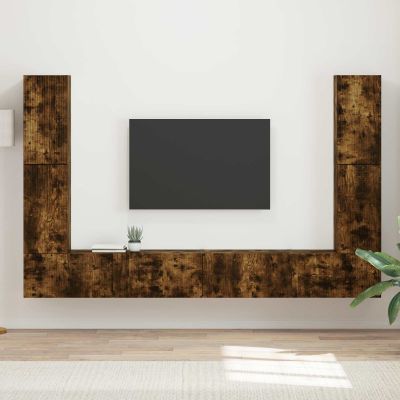 vidaXL Zostava TV skriniek 8 pcs Dymová dub Kompozitné drevo