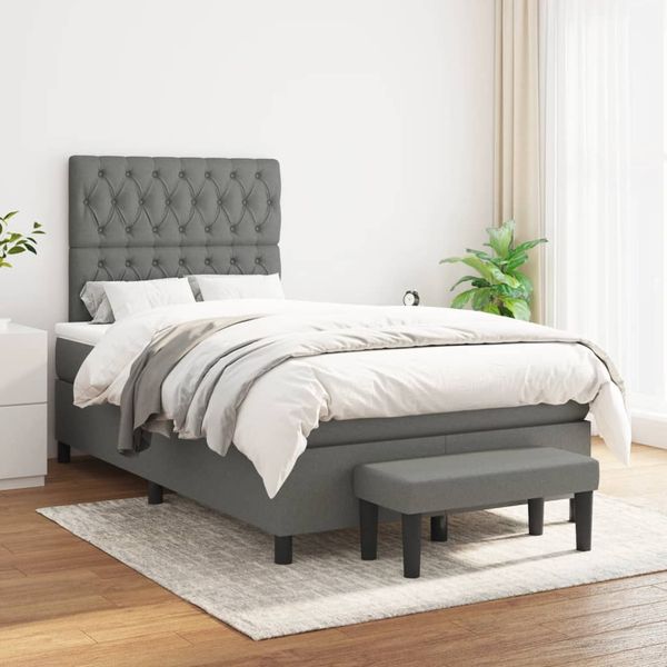 vidaXL Boxspring posteľ s matracom tmavosivý 120x200 cm látka