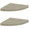 vidaXL Plávajúce rohové police 2 ks, dubové 35x35x3,8 cm, MDF