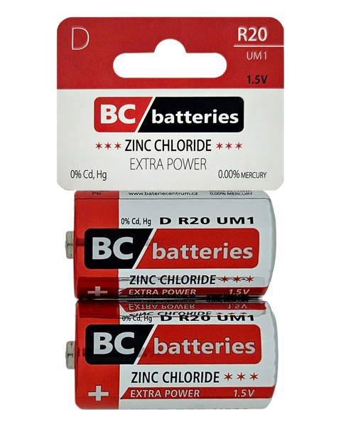 BC D-R20 UM1 Extra power Zinkochloridová 1,5V / 2 ks BLISTR