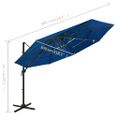 vidaXL 4-stupňový záhradný slnečník, hliníková tyč, azúrový 3x3 m