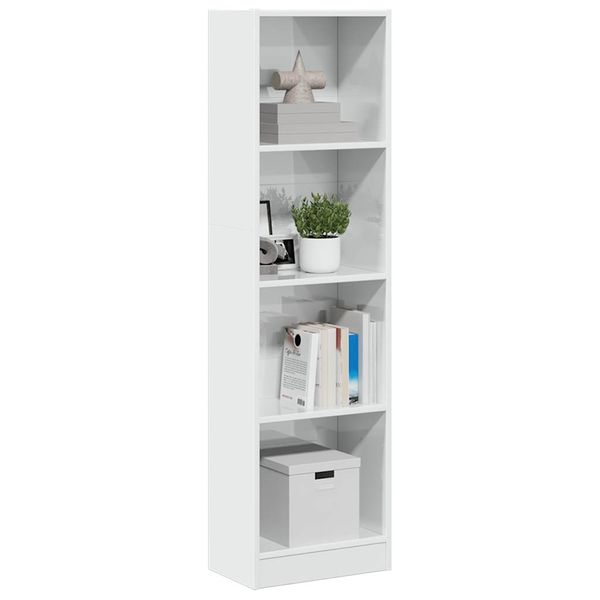 vidaXL Knižnica vysoký lesk biela 40x24x143 cm kompozitné drevo